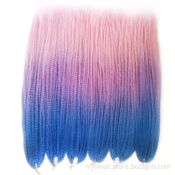 Purple 22 Roots/pack Ombre Three Tone Synthetic Braiding Hair extension Heat Fiber Bulk toupee Crochet braids 24 inch box braid